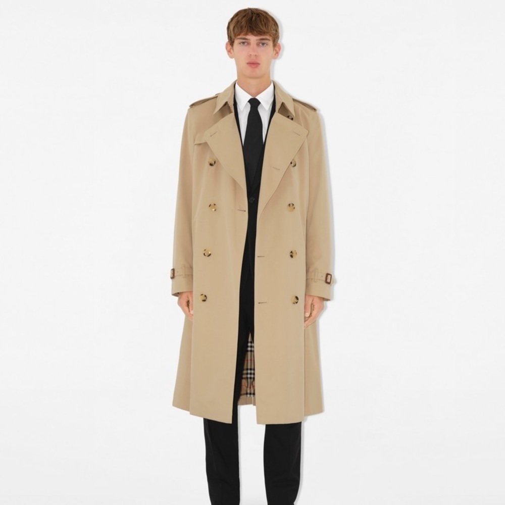 Vintage Burberry Tan Nova Check Plaid Lined Double Breasted   Tie Trench Coat